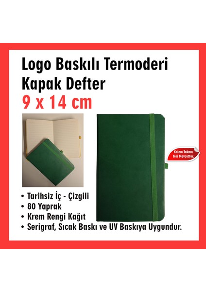 Kurumsal Hediyelik Promosyon Set -Yeşil Set - Promosyon Defter, Kalem, Çakmak, Bardak Altlığı