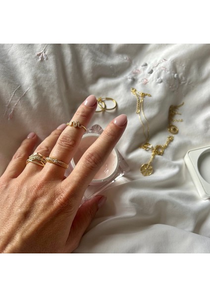 14 Ayar Altın Zarif Taşlı Yılan Yüzük KRS103-14GRZ fırsatları