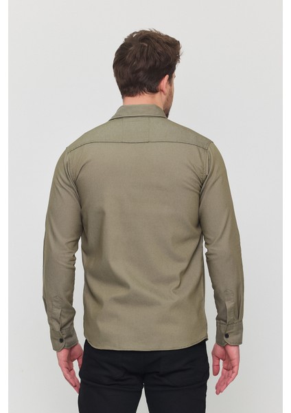 Erkek Mint Slim Fit Dar Kalıp Pamuklu Kot Gömlek