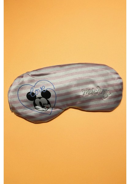 Disney Mickey Mouse Lisanslı Kalp Çizgili Uyku Maskesi - Mickey