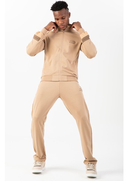 Comfort Erkek Dik Yaka Düz Paça Reglan Kol Vizon Eşofman Takımı 22315