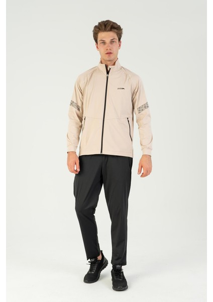 Comfort Erkek Dik Yaka Düz Paça Taş Rengi Eşofman Takımı