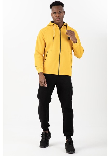 Comfort Erkek Kapşonlu Ribana Paça Reglan Kol Sarı Eşofman Takımı 22375