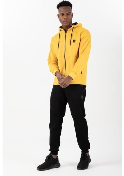 Comfort Erkek Kapşonlu Ribana Paça Reglan Kol Sarı Eşofman Takımı 22375