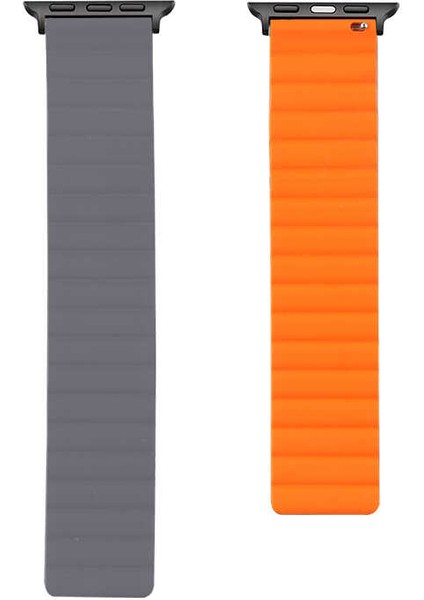 ​​​Zore Watch 7 41MM Uyumlu Krd-52 Kordon - Gri-Turuncu