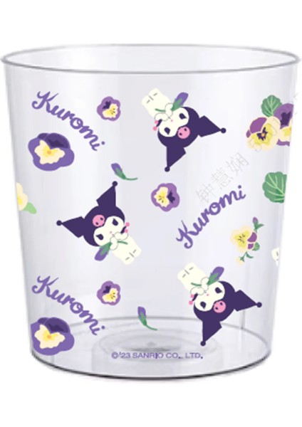 Sanrio Çiçek Desenli Şeffaf Çöp Kovası - Kuromi