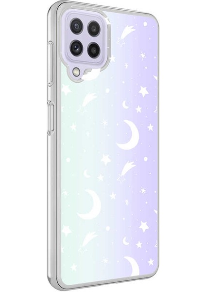 Galaxy A22 4g Kılıf Iksp M-Blue Desenli Kapak-Moon No4