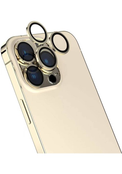Apple iPhone 16 Pro Iksp Cl-15 Parmak Izi Bırakmayan Anti-Reflective Kamera Lens Koruyucu-Gold