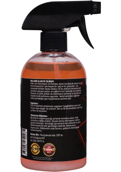 Araba Araç Oto Jant Temizleyici Parlatıcı Jant Temizleme Demir Tozu 500 ml Oto Detailing-V1