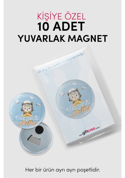 Yeni Doğan Erkek Bebek Için Hoş Geldin Magnet – Yuvarlak Açacaklı Tasarım Modelleri