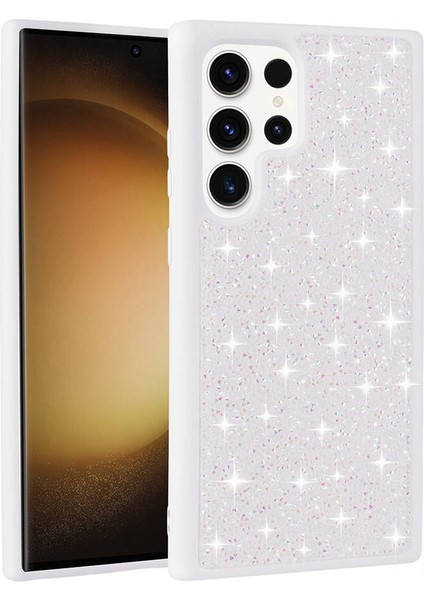 Galaxy S23 Ultra Kılıf Parlak Taşlı Tasarım Iksp Pırlanta Kapak-Lila