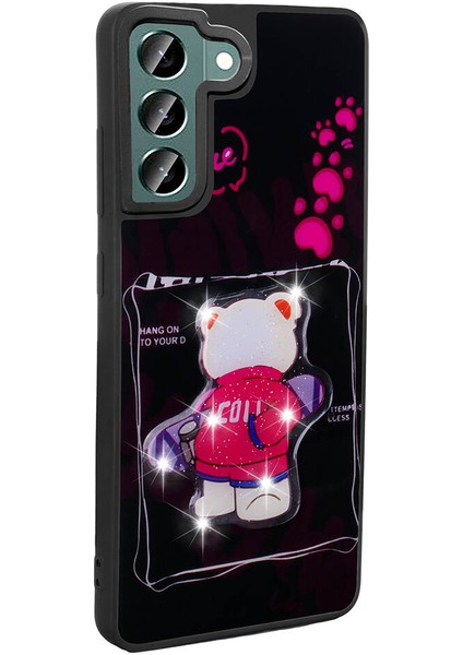 Galaxy S22 Kılıf Parlayan Kabartmalı Ikonik Figürlü Iksp Amas Silikon Kapak-Pembe fırsatları