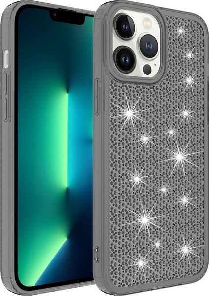 Apple iPhone 13 Pro Max Uyumlu Airbagli Parlak Tasarımlı Iksp Snow Kapak-Siyah