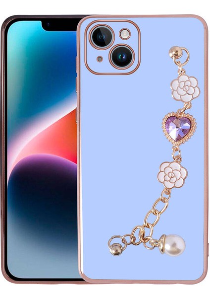 Apple iPhone 15 Plus Kılıf El Tutamaçlı Kamera Korumalı Iksp Taka Silikon Kapak-Mor