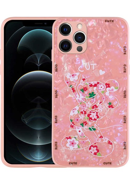 Apple iPhone 13 Pro Kılıf Desenli Sert Silikon Iksp Mumila Kapak-Pink Mouse