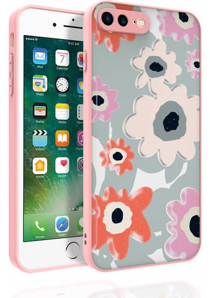 iPhone 8 Plus Kılıf Desenli Kamera Korumalı Parlak Iksp Nora Kapak-No5