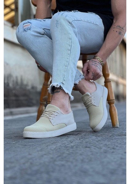 WG016 Bej Triko Erkek Casual Ayakkabı