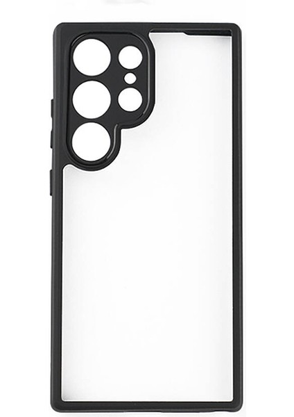 Samsung Galaxy S24 Ultra Kılıf Kamera Korumalı Şeffaf Arka Yüzey New Roll Kapak-Siyah