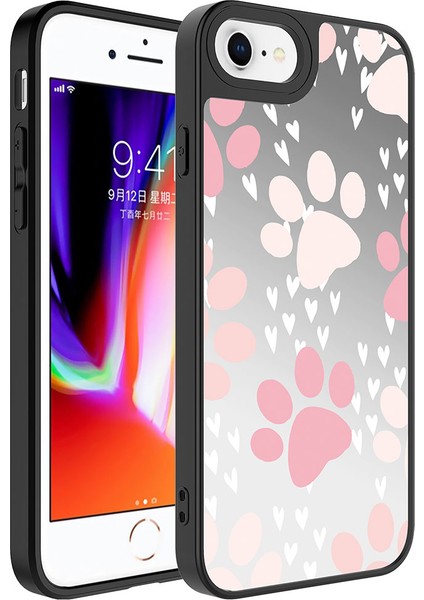 iPhone 8 Plus Uyumlu Aynalı Desenli Kamera Korumalı Parlak Iksp Mirror Kapak-Pati