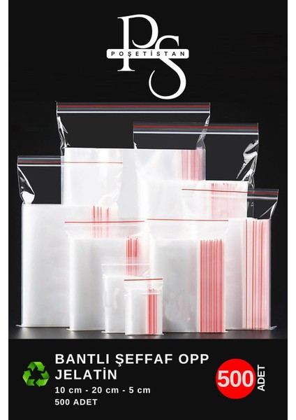 Bantlı Yapışkanlı Şeffaf Opp Jelatin Poşet 10X20 cm 500 Adet