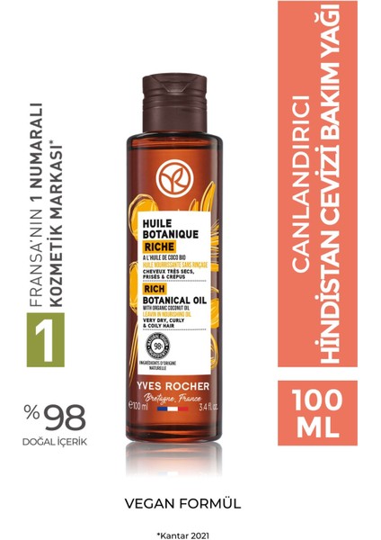 Canlandırıcı (Huile Botanique) Hindistan Cevizi Prebiyotik Bakım Yağı - Vegan-100 ml