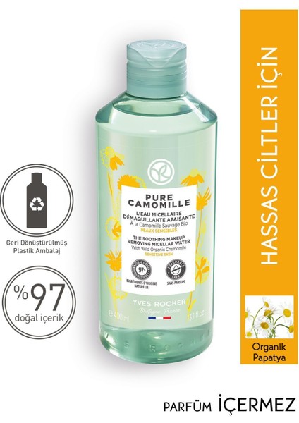 Hassas Cilt, Yatıştırıcı Organik Papatya, Micellar Makyaj Temizleme Suyu-Pure Camomille-400ml