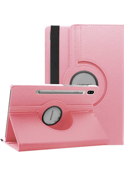 Galaxy Tab S7 Plus T970 Uyumlu Zore Dönebilen Standlı Kılıf-Pembe