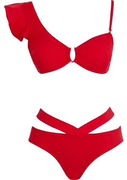 Saılors V Yaka Volanlı Bikini Takım