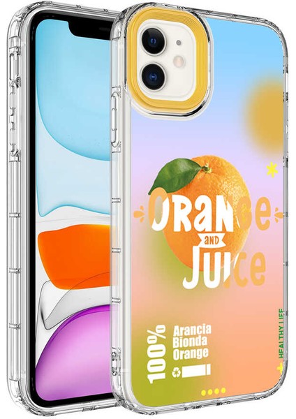 Apple iPhone 12 Pro Uyumlu Kamera Korumalı Renkli Desenli Sert Silikon Korn Kapak-No8
