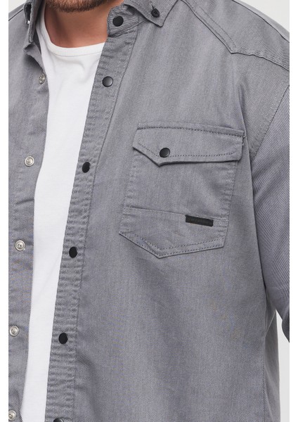 Erkek Mint Slim Fit Dar Kalıp Pamuklu Kot Gömlek