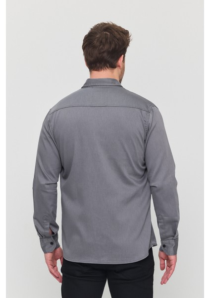 Erkek Mint Slim Fit Dar Kalıp Pamuklu Kot Gömlek