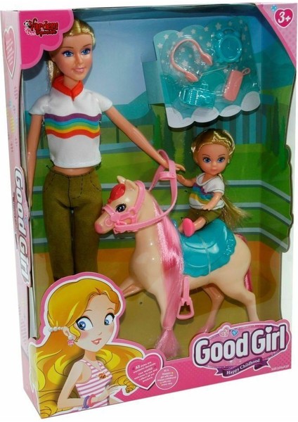 WG-115162 Kutulu 29CM Atlı Kızı ve Anne Bebek Oyuncak