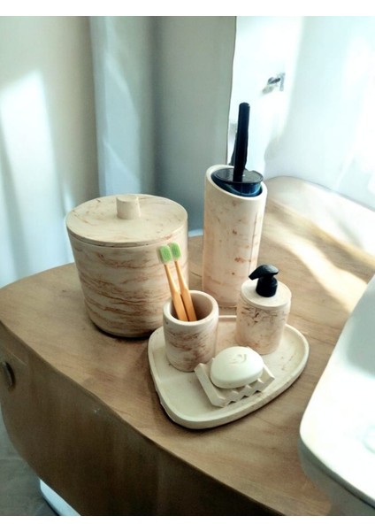 Mermer Desen Tam Beton Banyo Seti Tuvalet Wc Sıvı Sabunluk Diş Fırçalığı Aksesuar Takım,tepsi,havluluk,mumluk fiyatları
