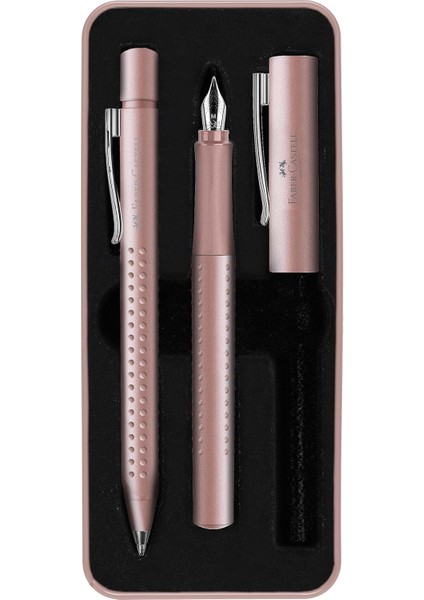 201539 - Grip 2011 Hediye Seti, Soluk Gül, M Dolma Kalem ve Xb Tükenmez Kalem, Metal Kutuda