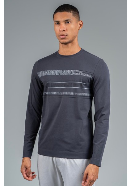 Regular Erkek Bisiklet Yaka Antrasit- Sweatshirt