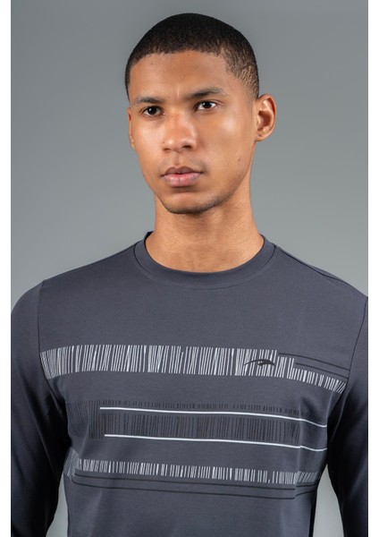 Regular Erkek Bisiklet Yaka Antrasit- Sweatshirt modelleri