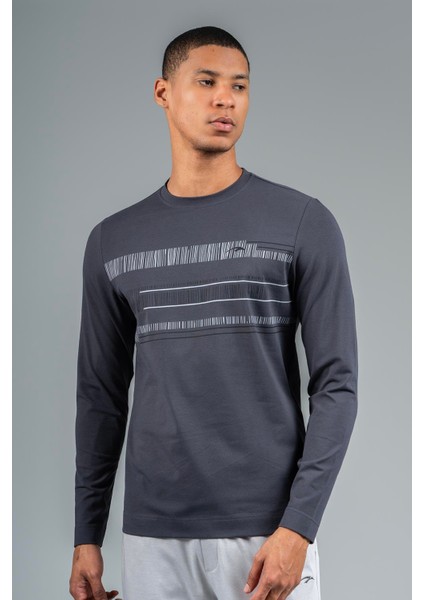 Regular Erkek Bisiklet Yaka Antrasit- Sweatshirt indirimleri