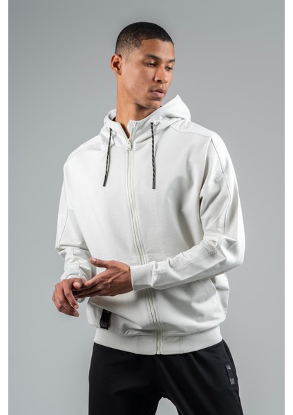 Oversize Erkek Kapşonlu Düşük Kol Gümüş Gri Eşofman Üstü 23115 modelleri