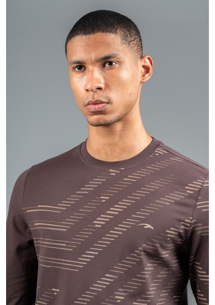 Regular Erkek Bisiklet Yaka Kahverengi Sweatshirt modelleri