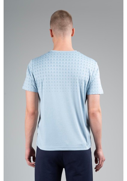 Regular Erkek Bisiklet Yaka Sisli Mavi T-shirt fiyatları