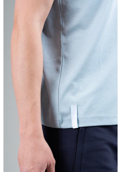 Regular Erkek Bisiklet Yaka Sisli Mavi T-shirt fırsatları