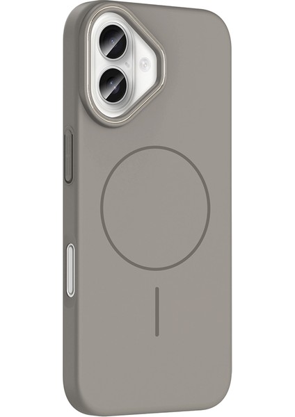 iPhone 16 Kılıf Magsafe Şarj Özellikli Iksp Ruby Silikon Kapak - Desert Titanyum modelleri