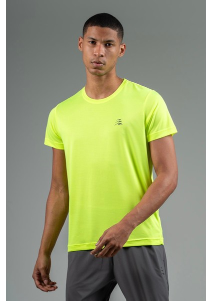 Regular Erkek Bisiklet Yaka Neon Sarı T-shirt