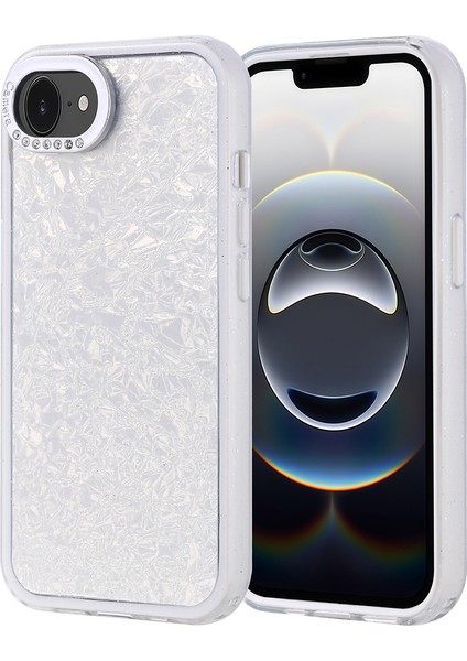 iPhone 16E Kılıf Taşlı Tasarımlı Iksp Kapi Kapak - Gümüş