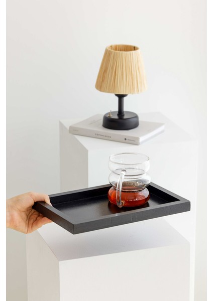 Siyah Mini Dikdörtgen Model Dekorasyon Düzenleyici Ahşap Tepsi (29X19CM) modelleri