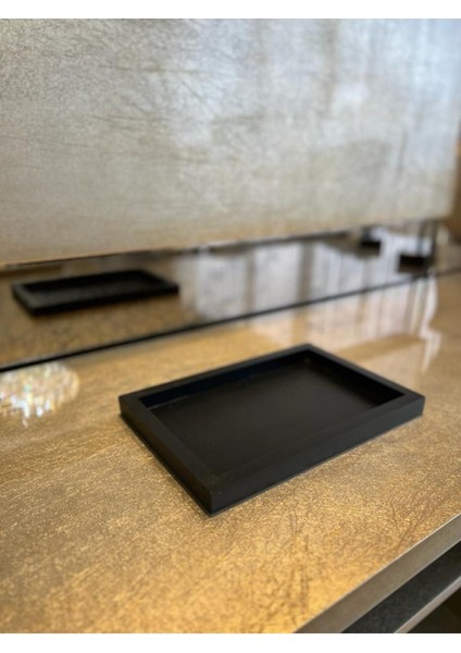 Siyah Mini Dikdörtgen Model Dekorasyon Düzenleyici Ahşap Tepsi (29X19CM) fırsatları