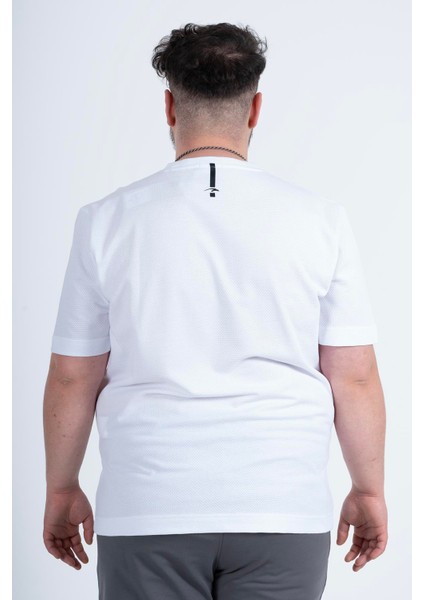 Büyük Beden Erkek Bisiklet Yaka Beyaz T-shirt fiyatları