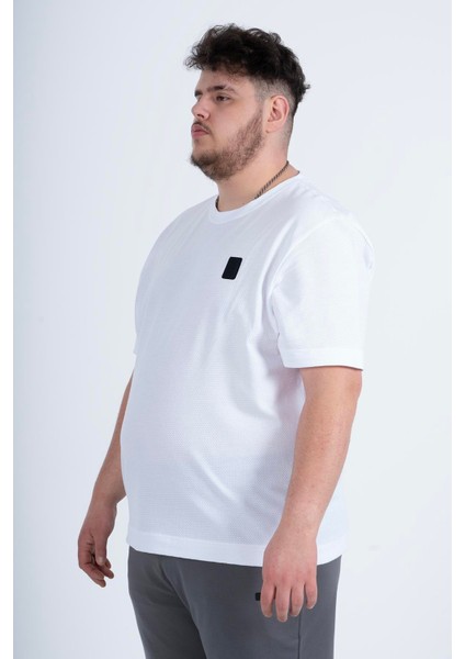 Büyük Beden Erkek Bisiklet Yaka Beyaz T-shirt indirimleri