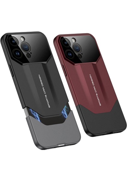 Apple iPhone 14 Pro Max Kılıf Çift Parçalı Iksp Ays Pro Ikili Kapak-Kırmızı-Siyah