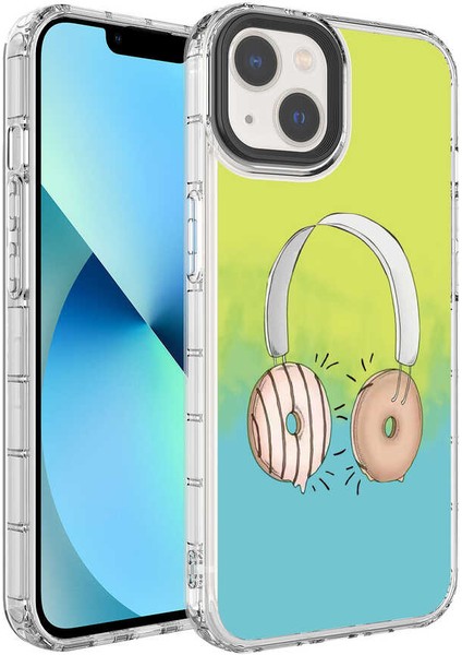 Apple iPhone 14 Plus Uyumlu Kamera Korumalı Renkli Desenli Sert Silikon Korn KAPAK-NO14